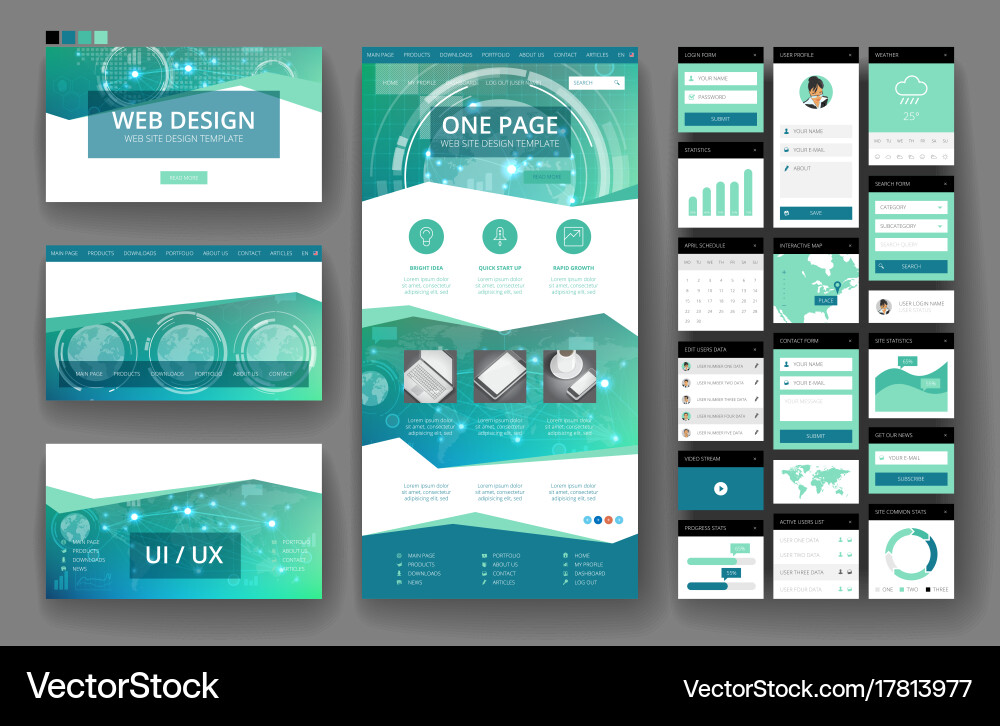 Modern Website Interface Elements & Templates vector image