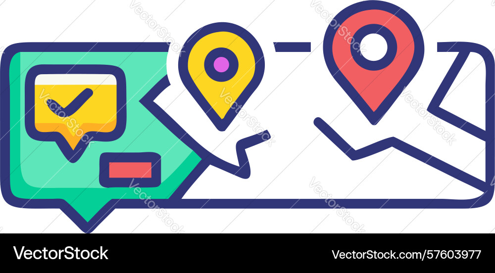 Multiple location-based messages on map icon vector image