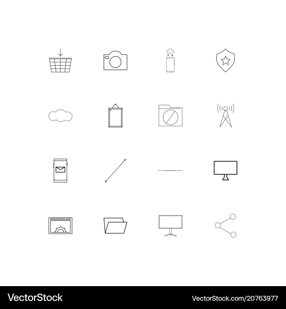 Network and database linear thin icons set vector image