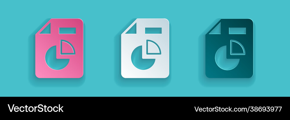 Paper cut document with graph chart icon isolated Paper cut document with graph chart icon isolated vector image