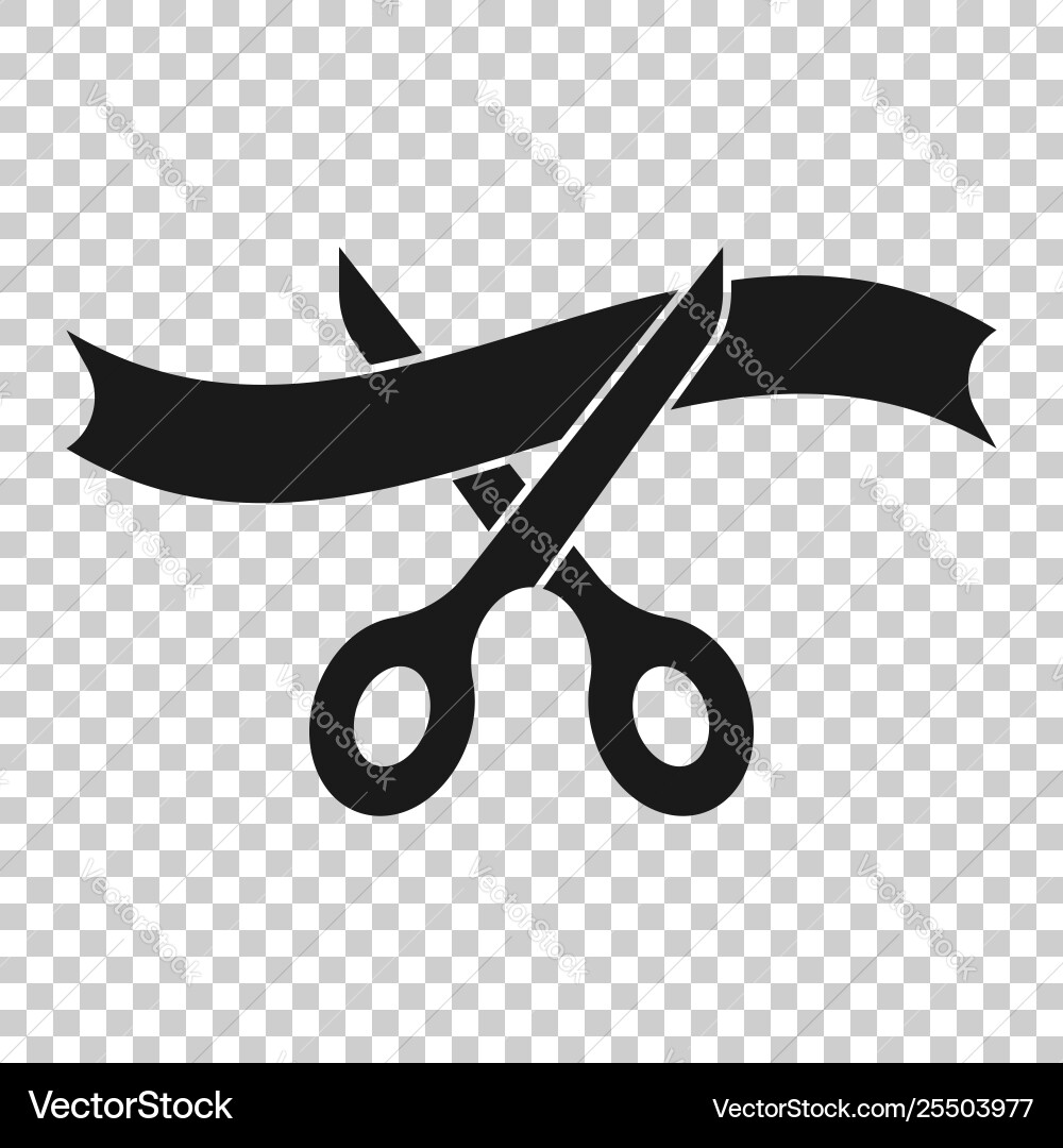 Scissors icon in transparent style cutting ribbon Scissors icon in transparent style cutting ribbon Vector Image
