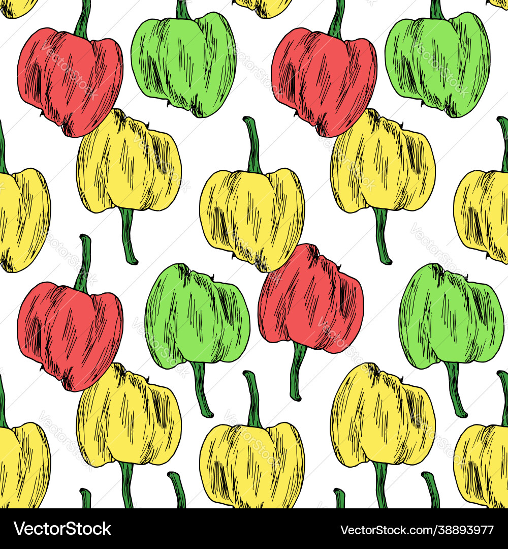 Seamless pattern multicolored peppers Vector Image
