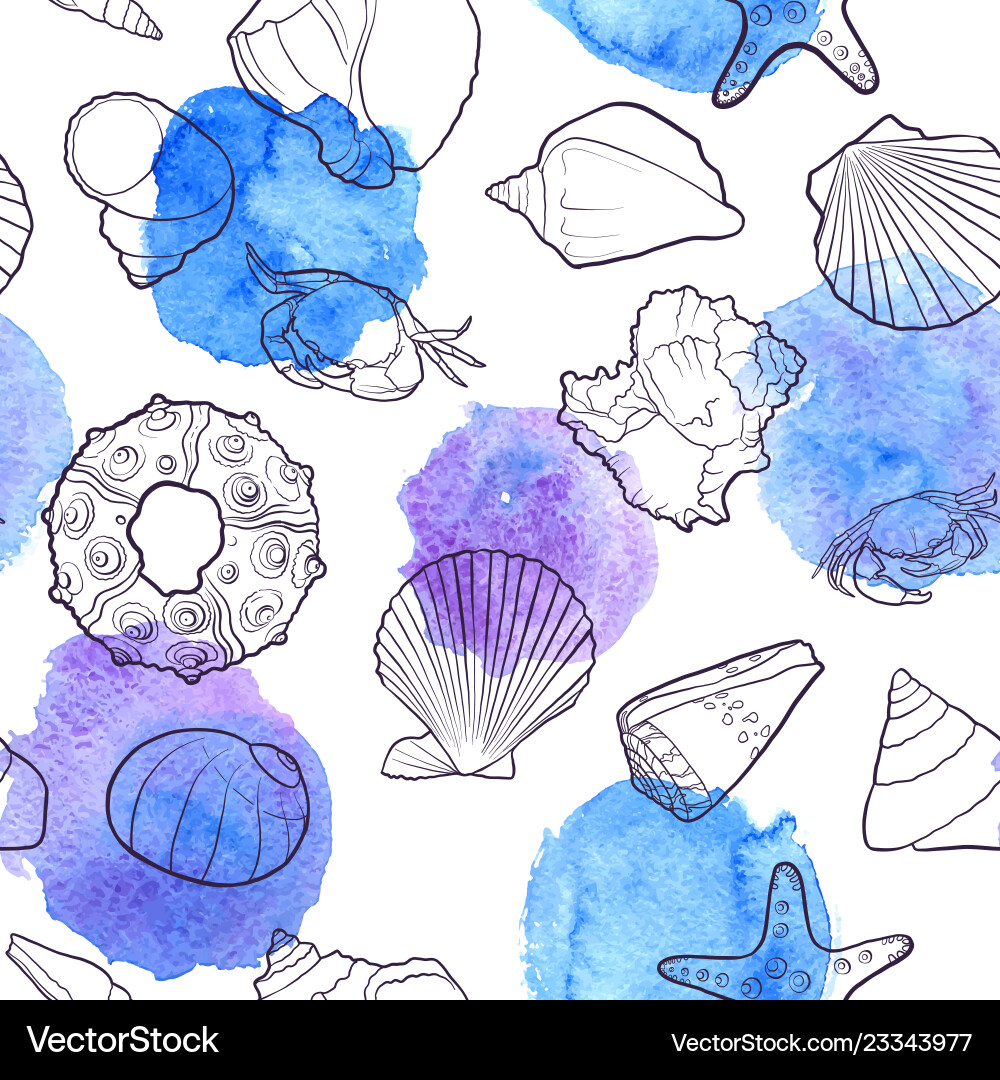 Seamless pattern with seashells Seamless pattern with seashells vector image