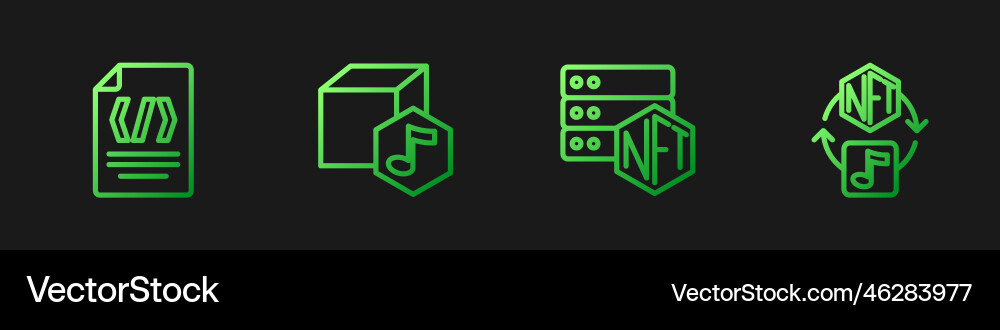 Set line nft blockchain technology binary code Set line nft blockchain technology binary code vector image