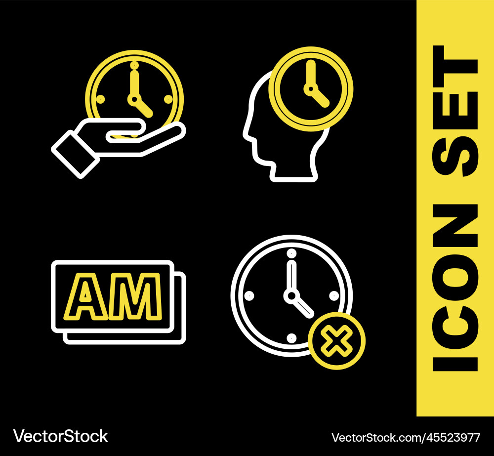 Set line time management clock delete am Vector Image