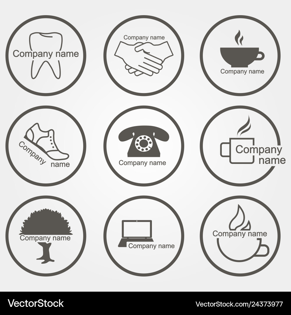 Set of different logos on a gray background Set of different logos on a gray background Vector Image
