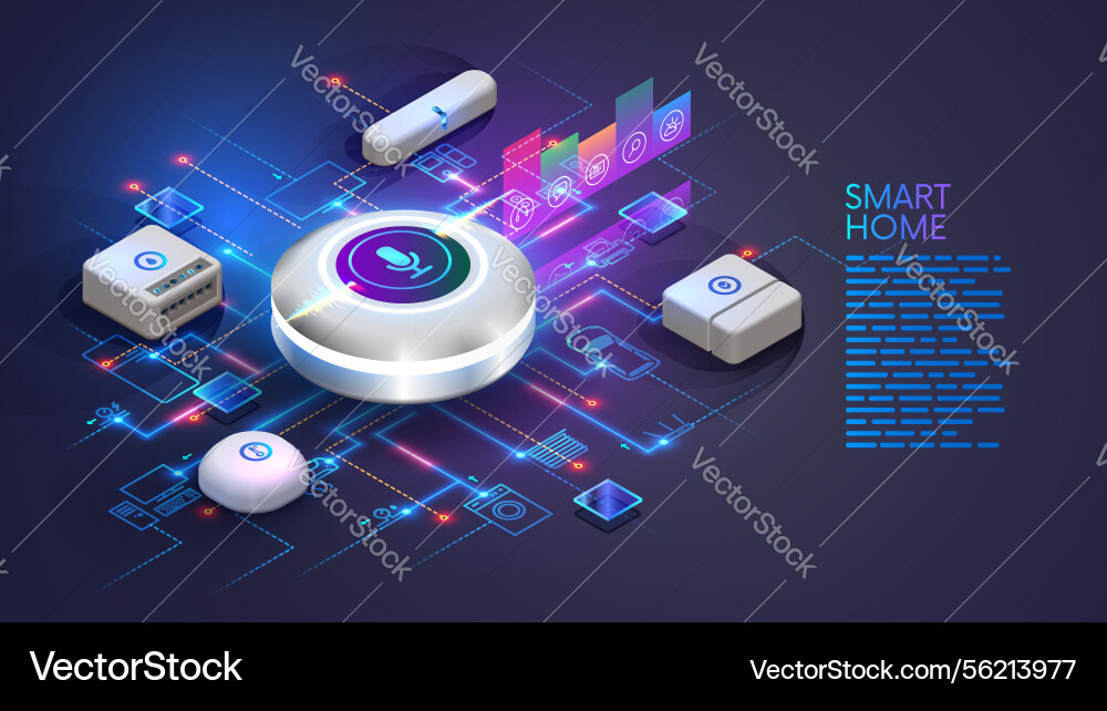 Smart home system customization voice control via Smart home system customization voice control via vector image