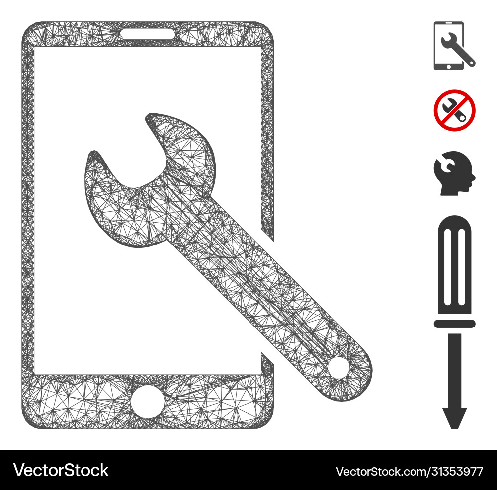 Smartphone setup wrench web mesh Vector Image