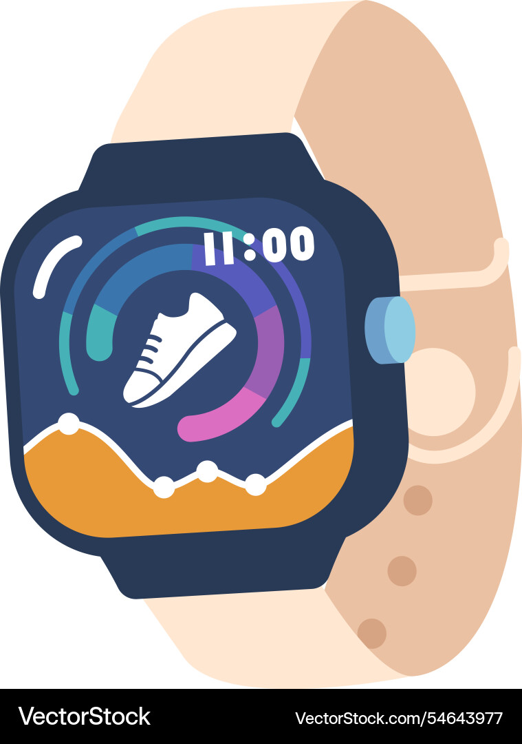 Smartwatch with step counter app Vector Image