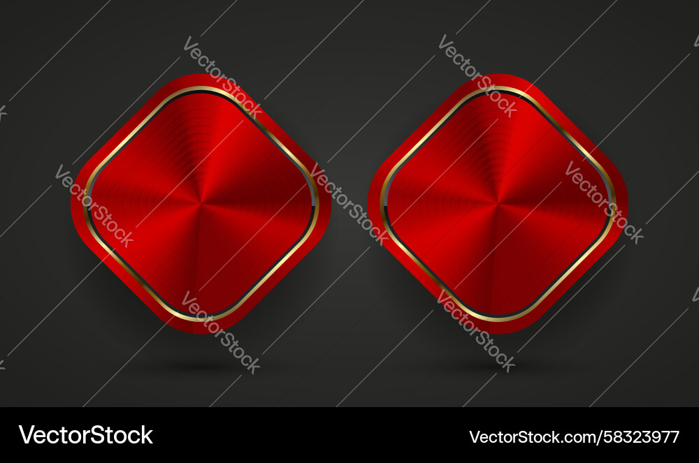 Two Red Metal Buttons - UI Template Vector Image