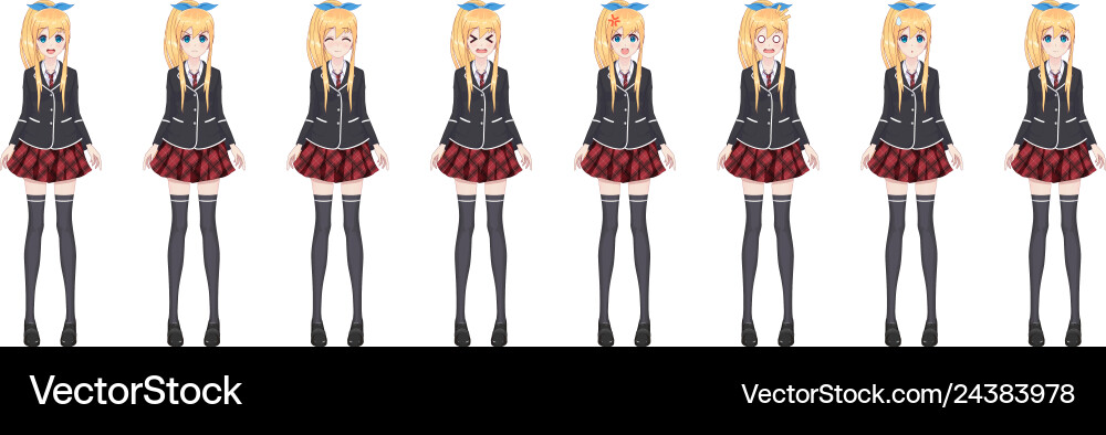 Anime manga student girl in blazer and red skirt Anime manga student girl in blazer and red skirt vector image