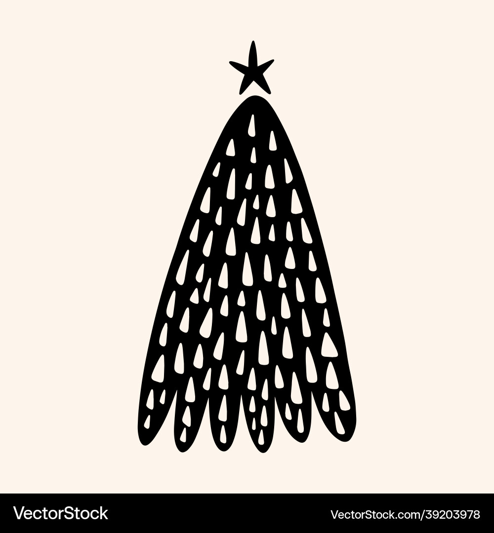 Christmas tree minimalist art print black Christmas tree minimalist art print black vector image