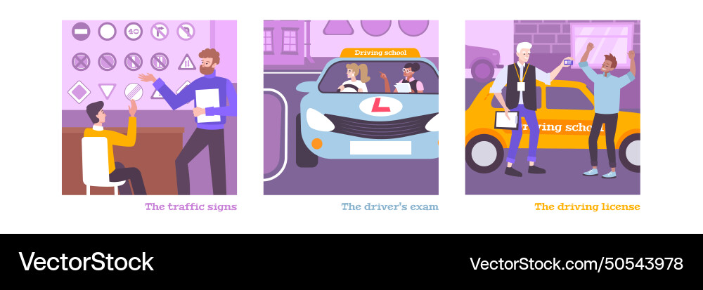 Driving school training set Royalty Free Vector Image