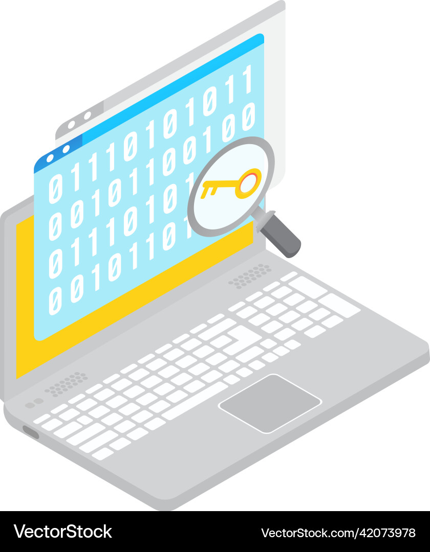 Encryption key binary code search icon Vector Image