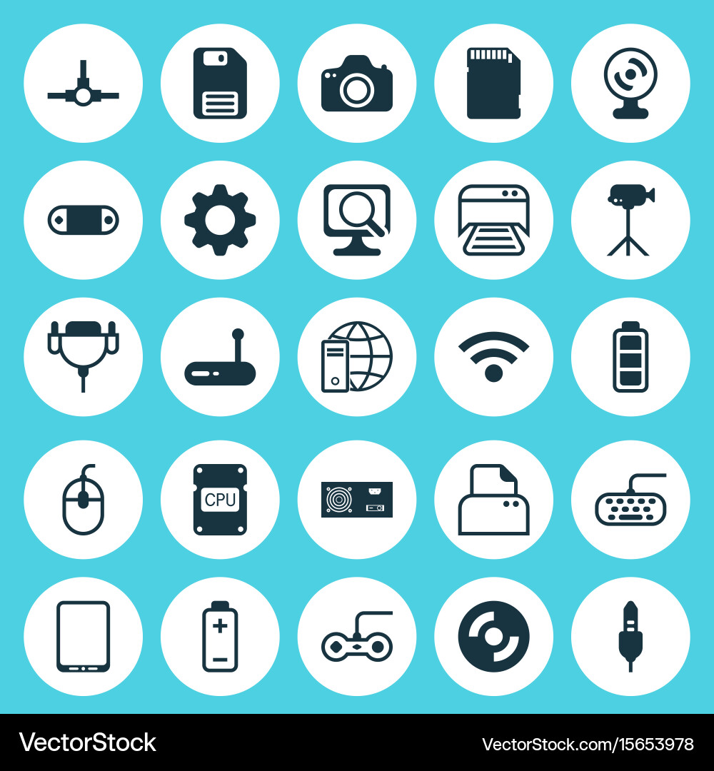 Hardware icons set collection of network vector image