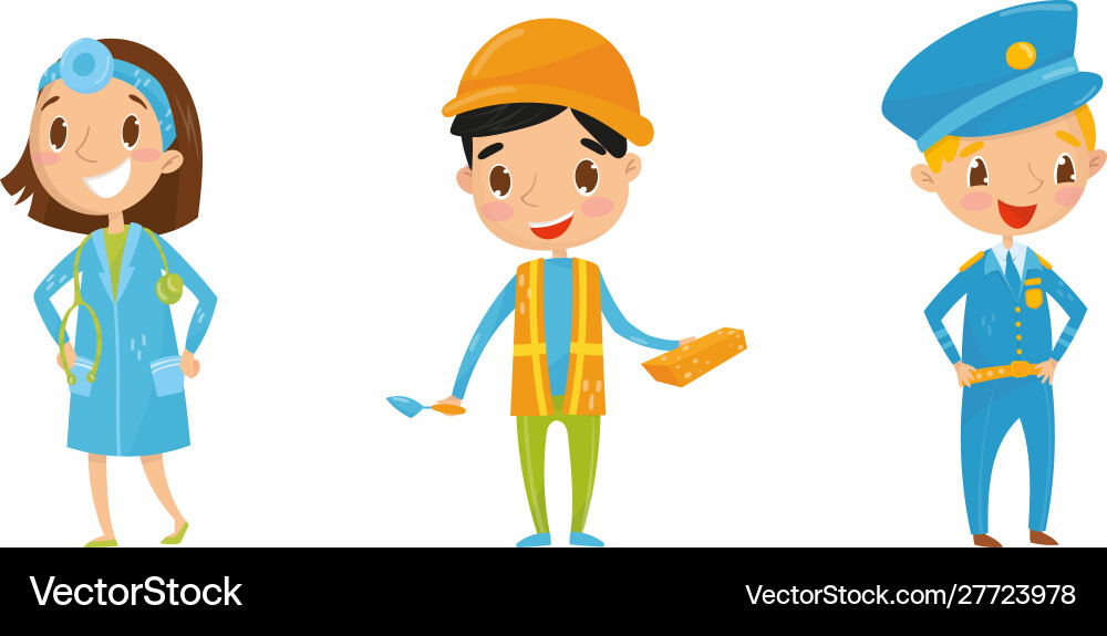 Kid characters set engaging in different Kid characters set engaging in different vector image