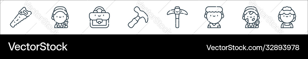 Labour day line icons linear set quality Labour day line icons linear set quality vector image