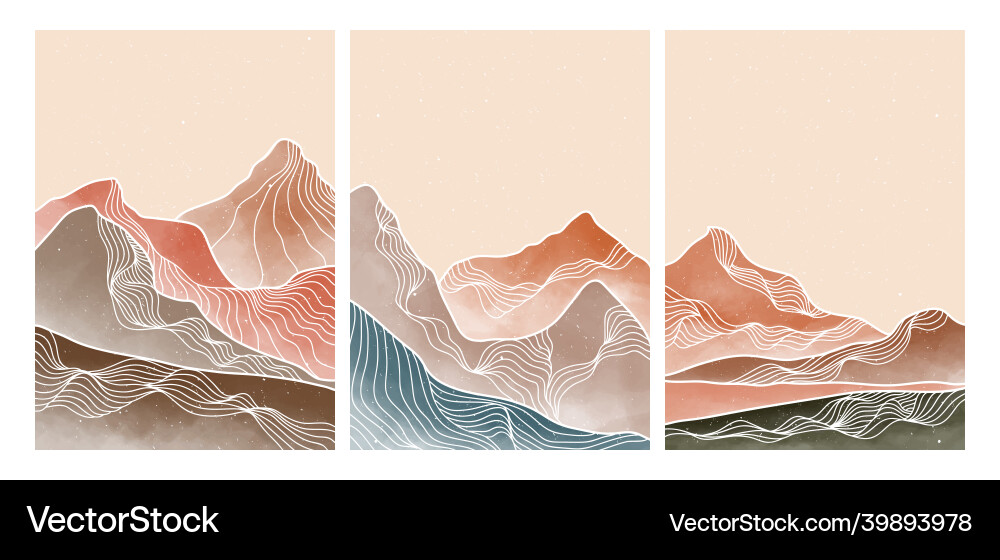 Mountain Line Art Abstract Set Royalty Free Vector Image