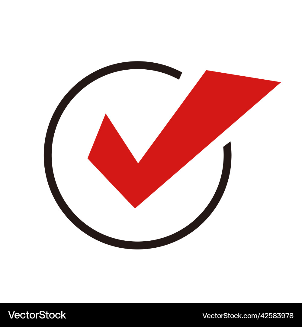 Red check mark icon in a round circle Vector Image