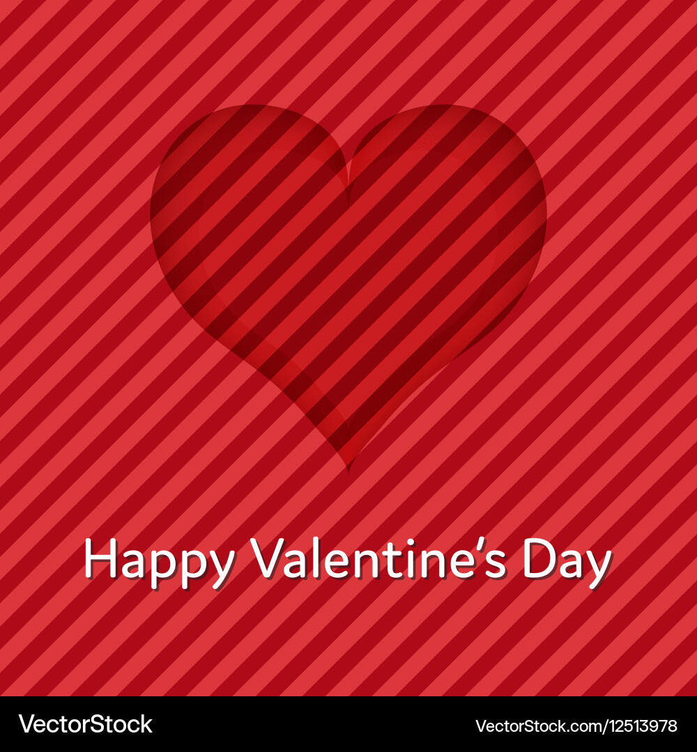 Red Valentine Stripe Heart Card Vector Image