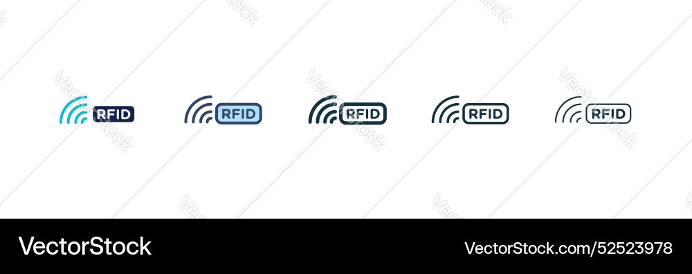 Rfid icon set black filled and outlined style Rfid icon set black filled and outlined style vector image