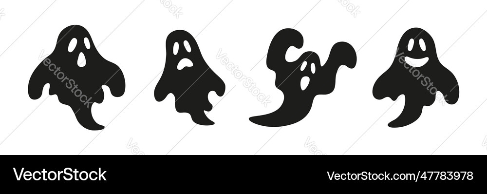 Set of black ghosts for halloween Set of black ghosts for halloween vector image