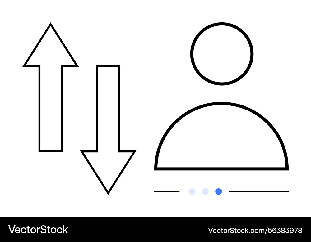 User profile and navigation arrows representing User profile and navigation arrows representing vector image