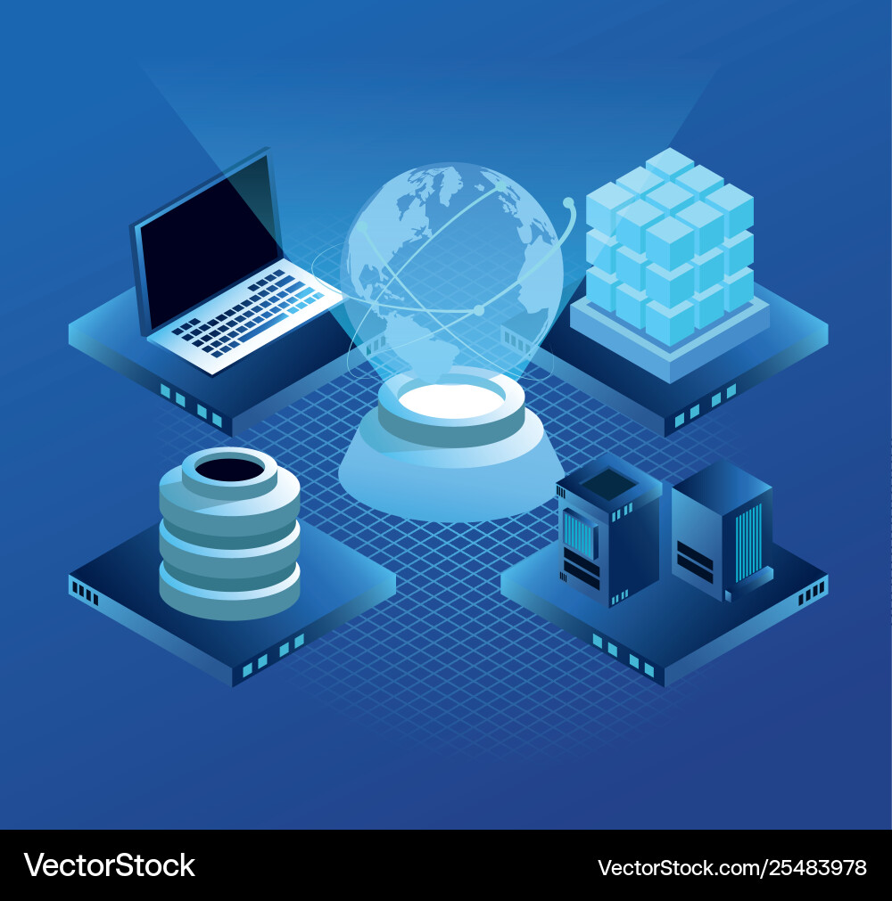 Virtual technology computer and servers Virtual technology computer and servers Vector Image