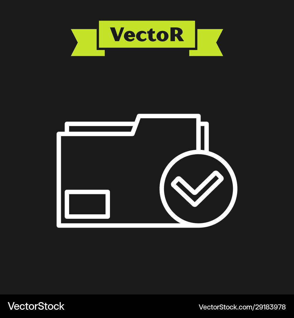 White line document folder and check mark icon White line document folder and check mark icon vector image