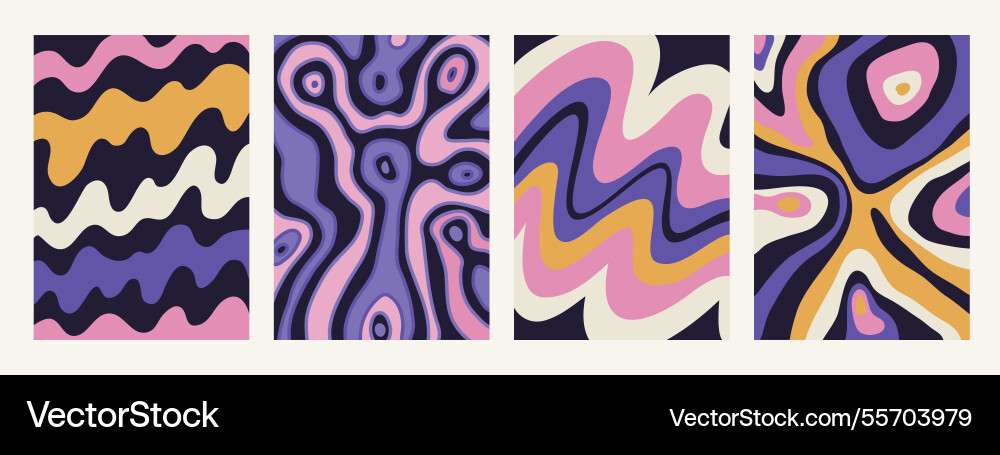 Abstract psychedelic pattern set groovy Abstract psychedelic pattern set groovy vector image