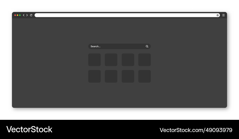 Blank web browser window with toolbar and search Blank web browser window with toolbar and search vector image