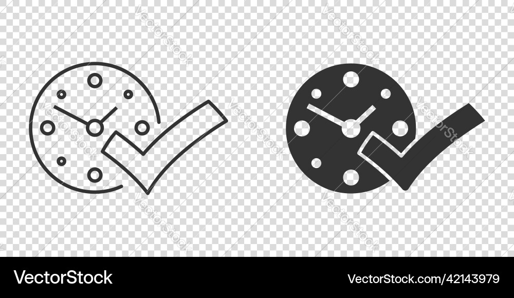 Clock check mark icon in flat style timer Vector Image