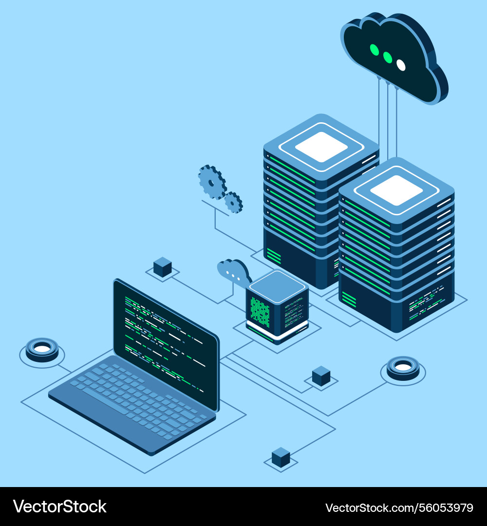 Computer technology isometric computation of big Computer technology isometric computation of big Vector Image