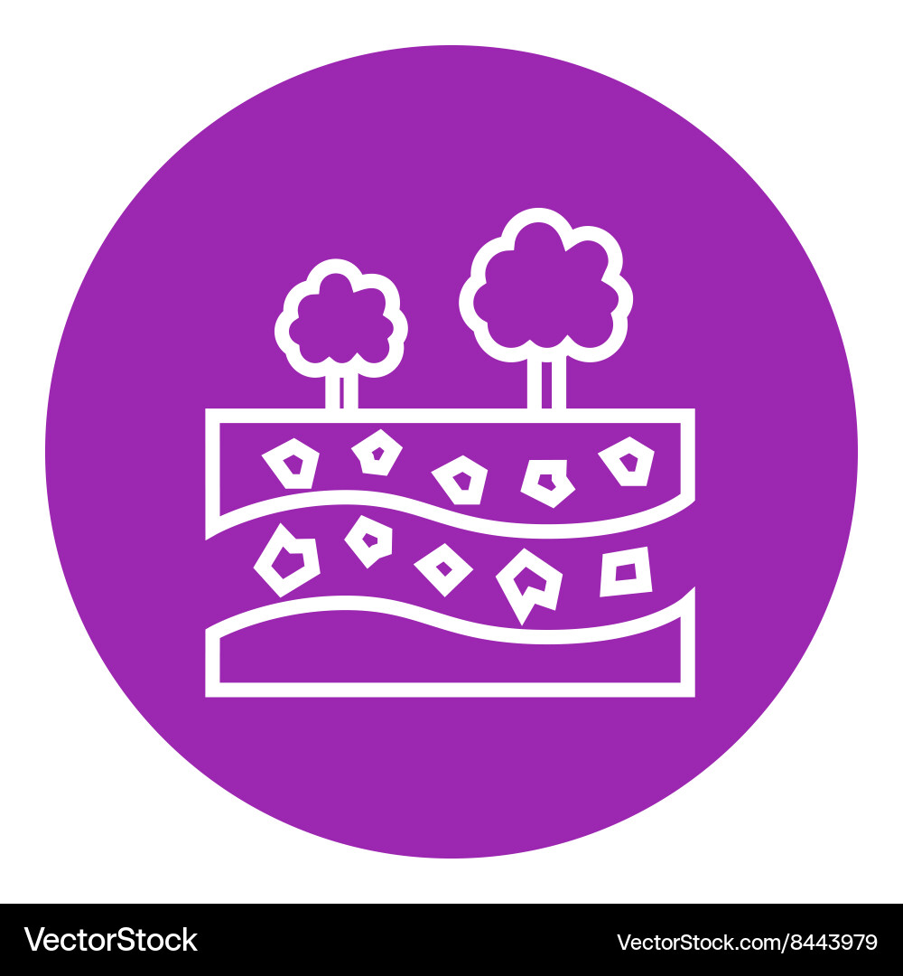 Cut of soil with different layers and trees on top Vector Image