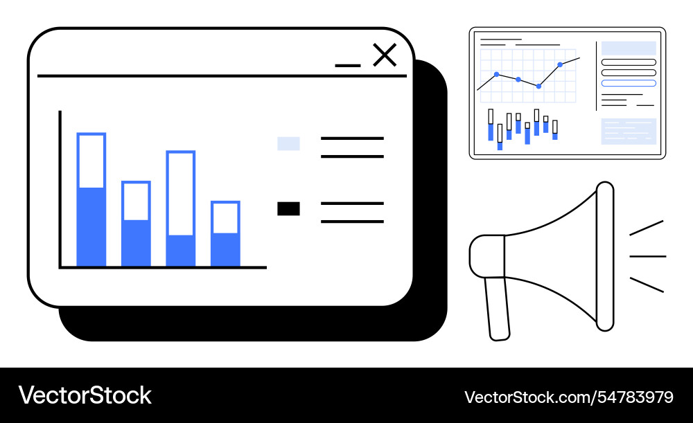 Digital marketing and data analysis with bar Digital marketing and data analysis with bar vector image
