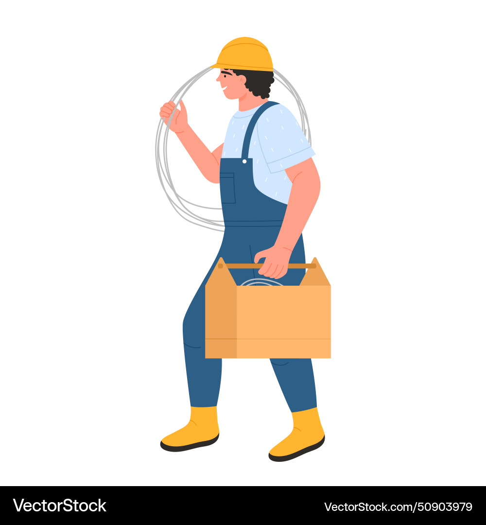 Electrician worker with working tools Electrician worker with working tools vector image