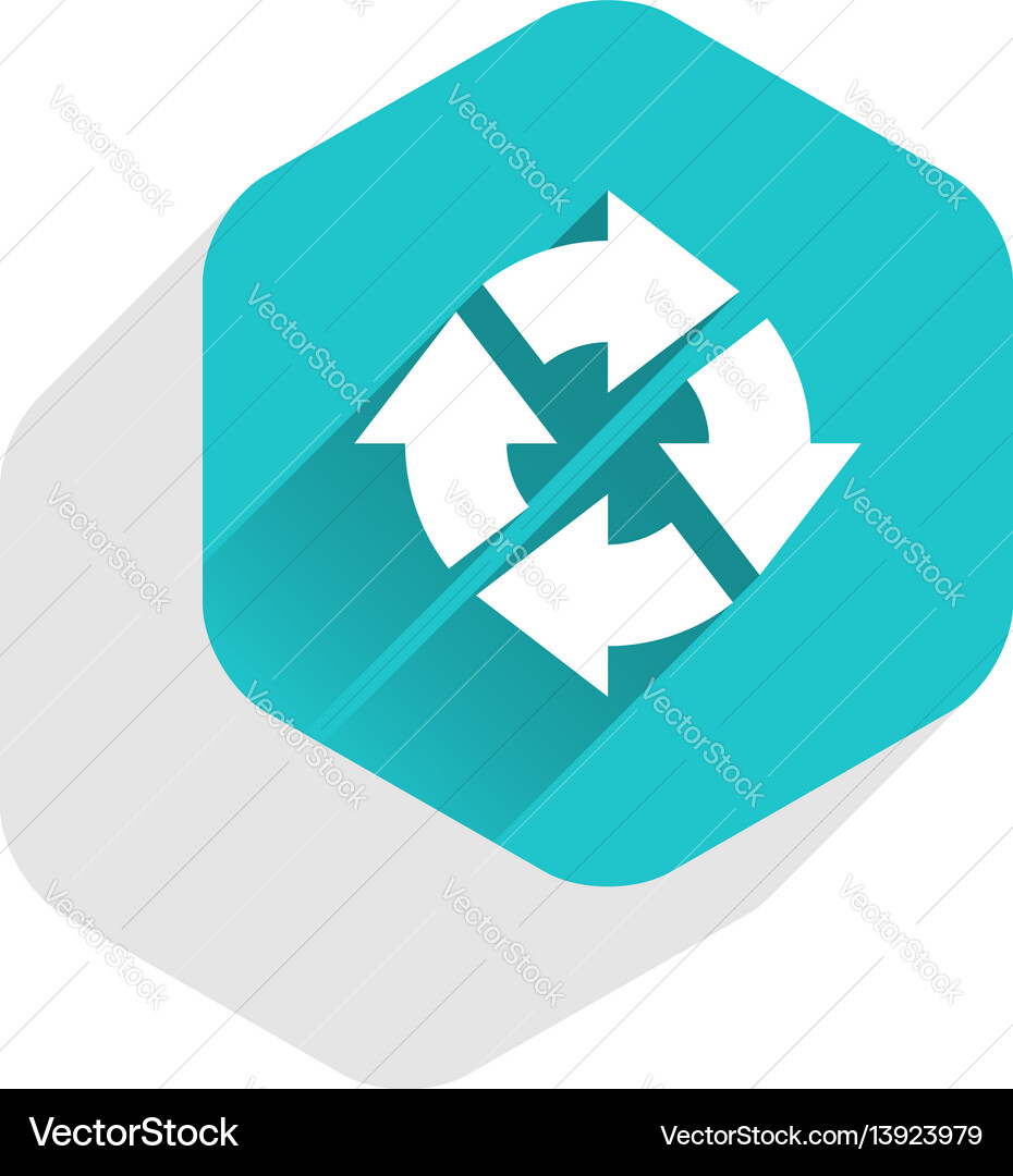 Flat arrow sign rotation icon hexagon button Flat arrow sign rotation icon hexagon button Vector Image