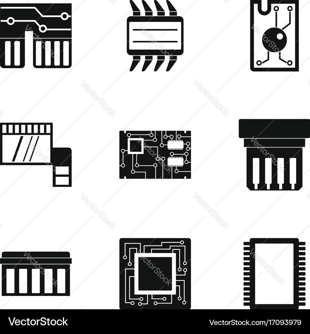Hardware icons set simple style Vector Image