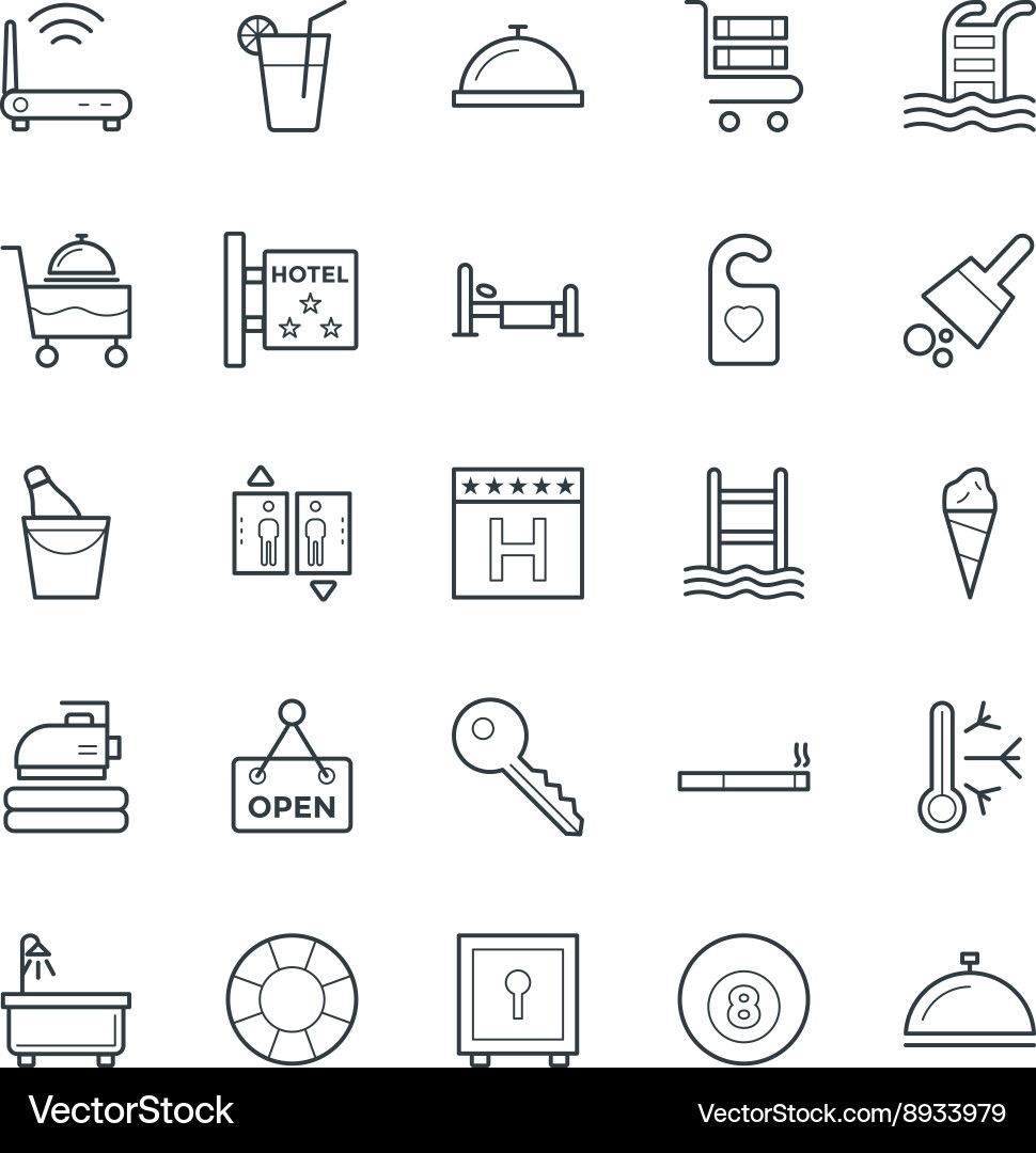 Hotel & Restaurant Icon Set Vector Image