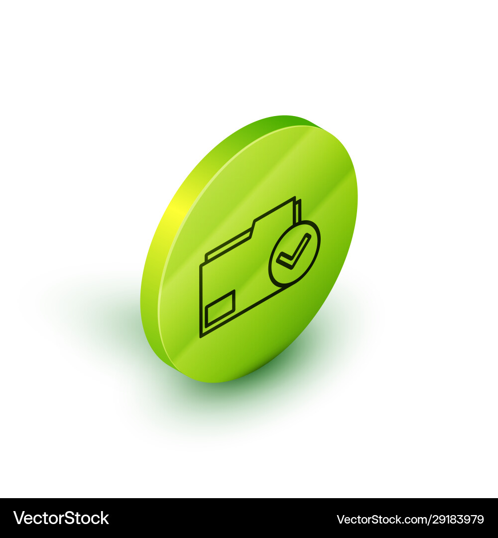 Isometric line document folder and check mark icon vector image
