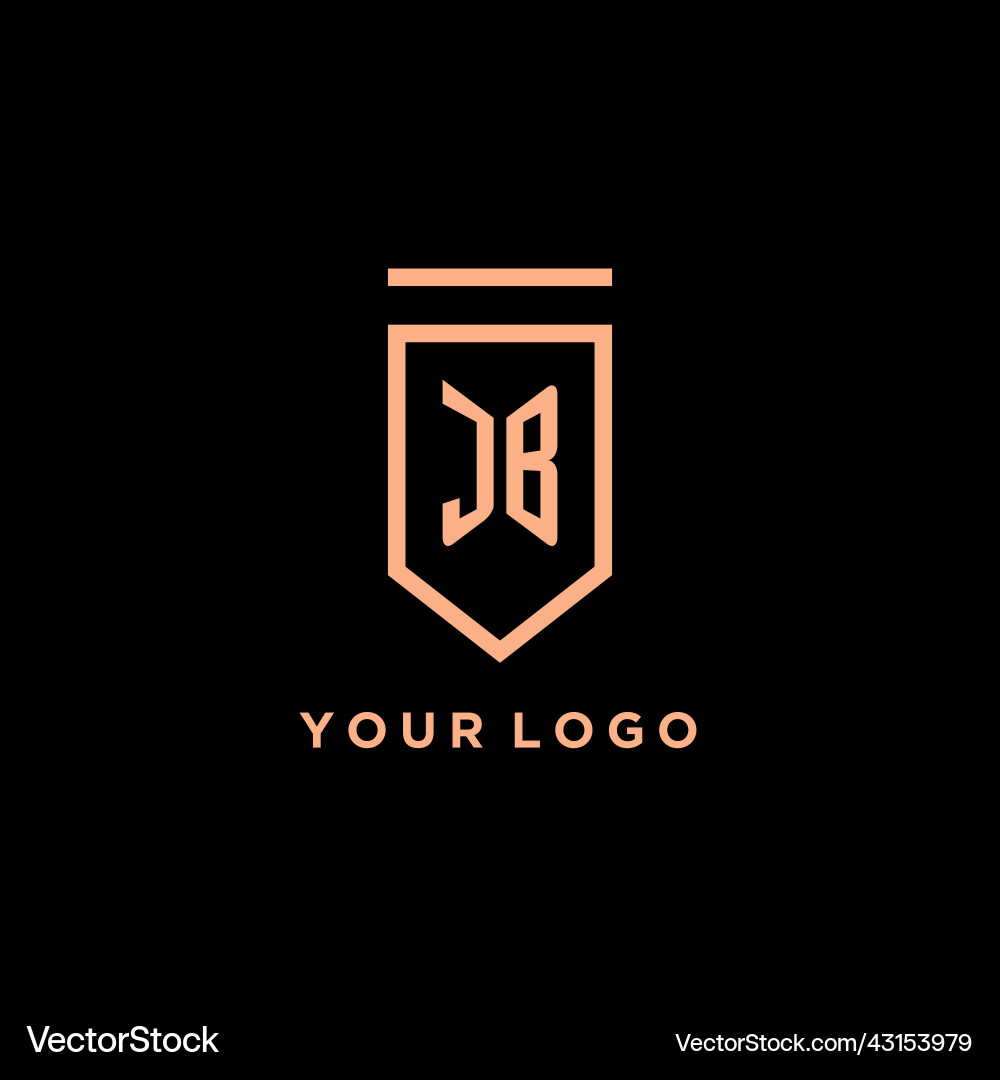 Jb monogram initial with shield logo design icon vector image