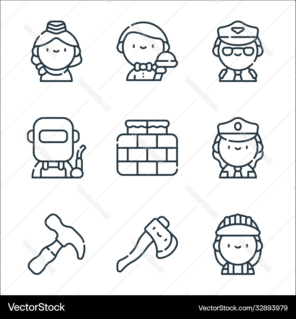 Labour day line icons linear set quality Labour day line icons linear set quality vector image