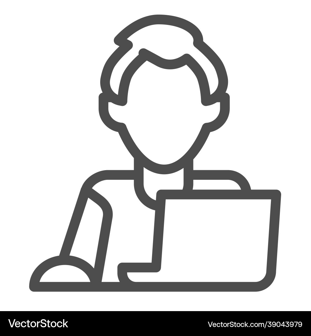 Man on laptop with mouse freelancer programmer Man on laptop with mouse freelancer programmer vector image