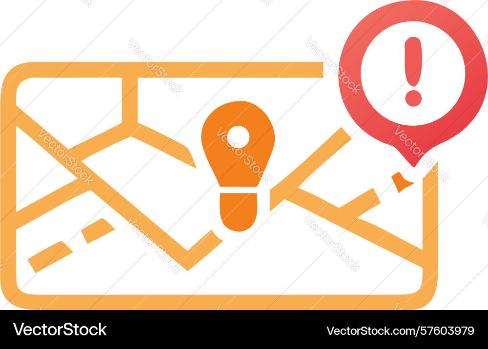 Map alert warning icon for navigation design vector image