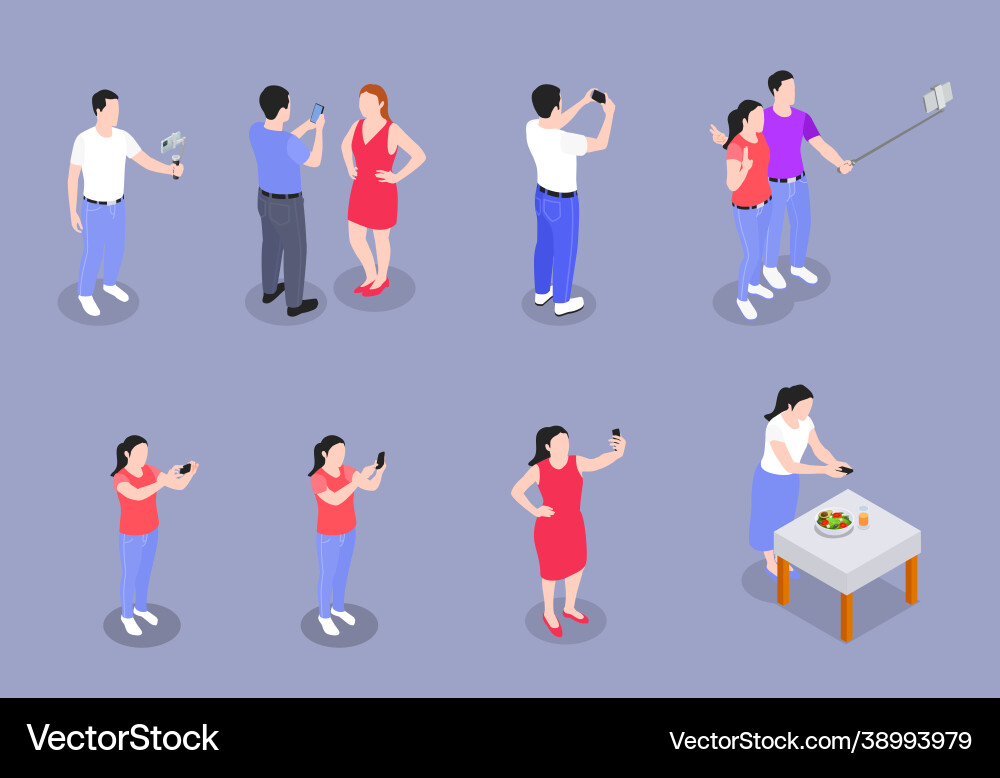 Mobile Fotografie Video isometrisches Set Mobile Fotografie Video isometrisches Set vektorbild