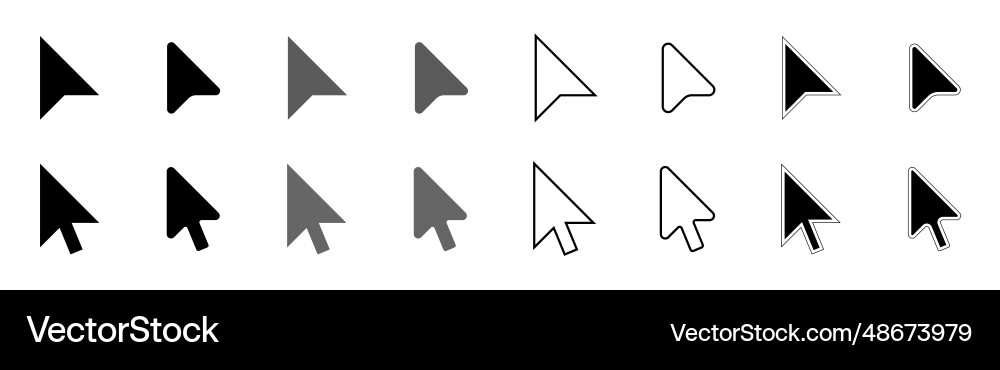 Mouse pointer set computer click cursor Mouse pointer set computer click cursor vector image