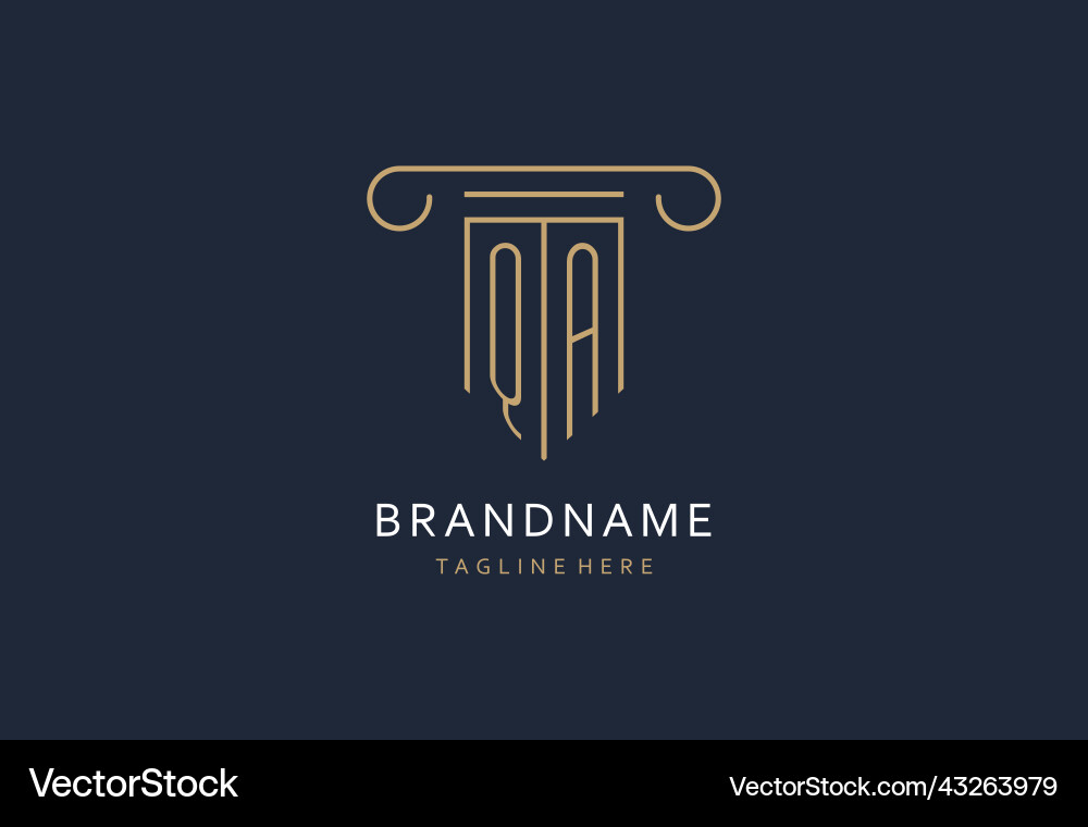 Qa initial with pillar shape logo design creative Vector Image