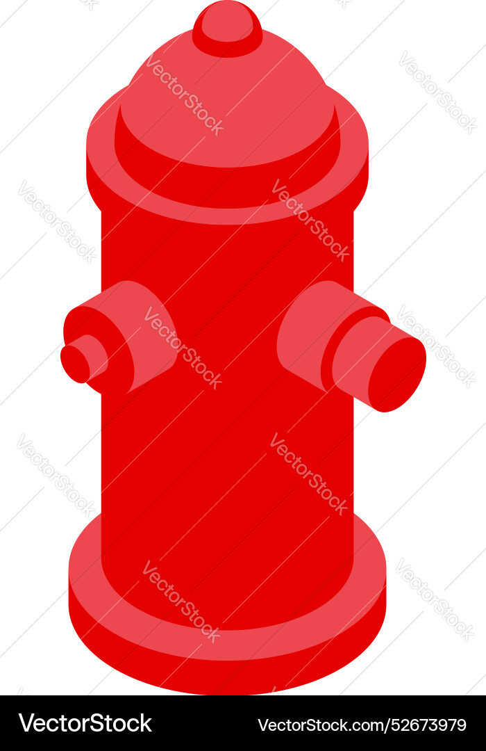 Red fire hydrant standing guard in isometric view Red fire hydrant standing guard in isometric view Vector Image