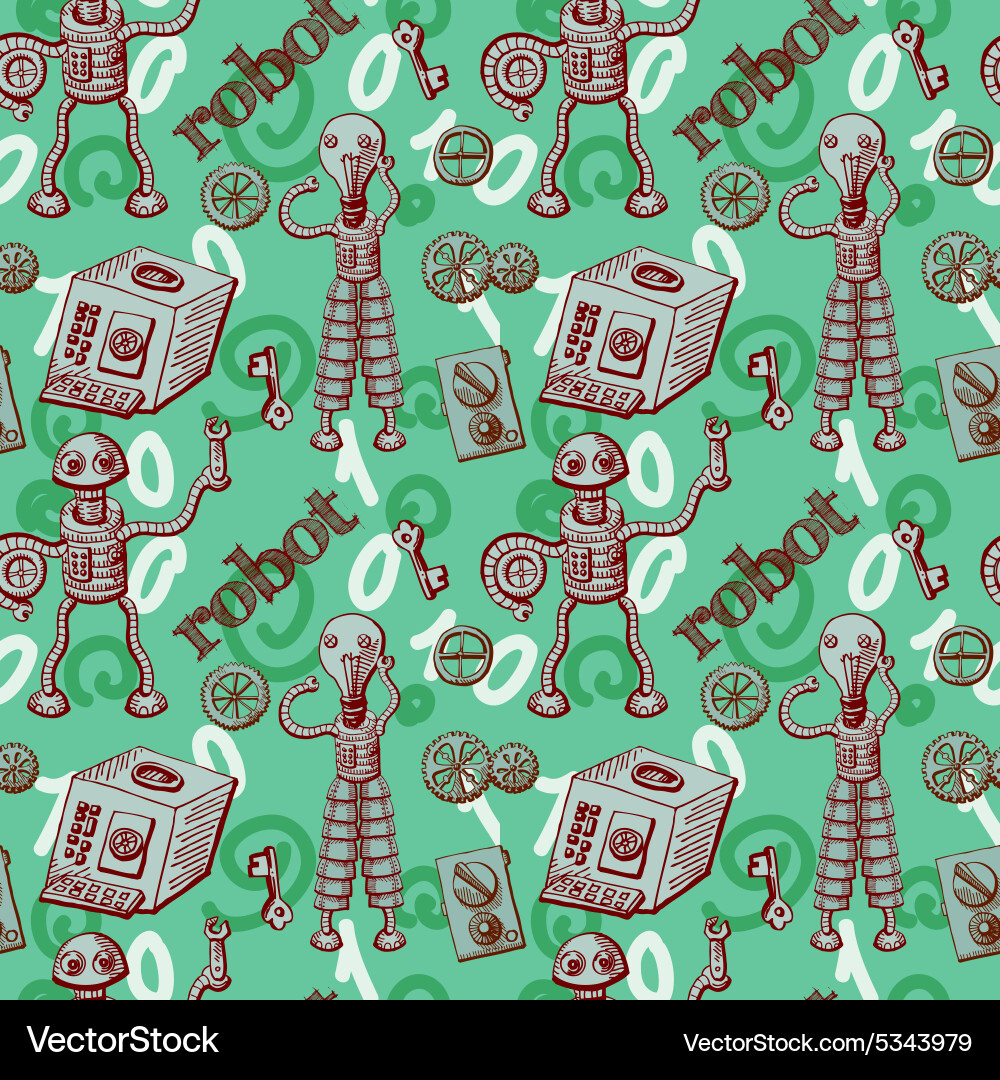 Robots seamless pattern vector image