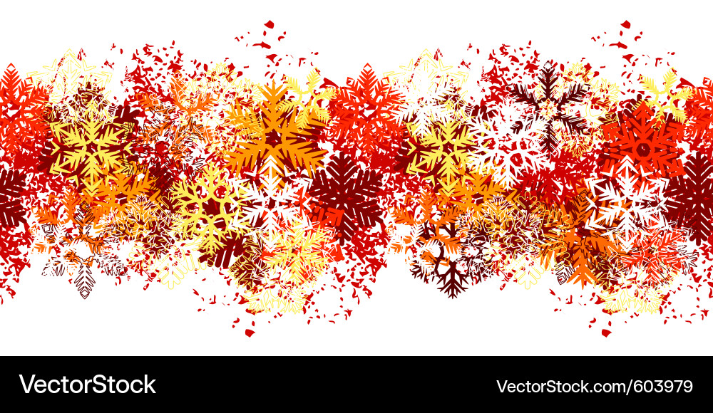 Seamless red border with different snowflakes Vector Image